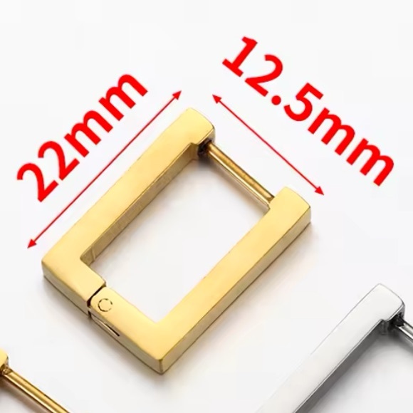 Nadine - Gold Stainless Steel Rectangle Earrings - Picture 8 of 8